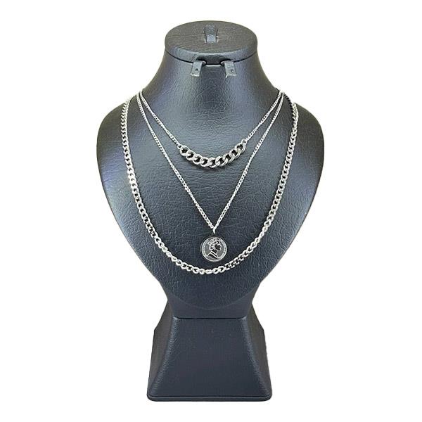 گردنبند زنانه مدل  سه ردیفه طرح ملکه الیزابت کد 50082